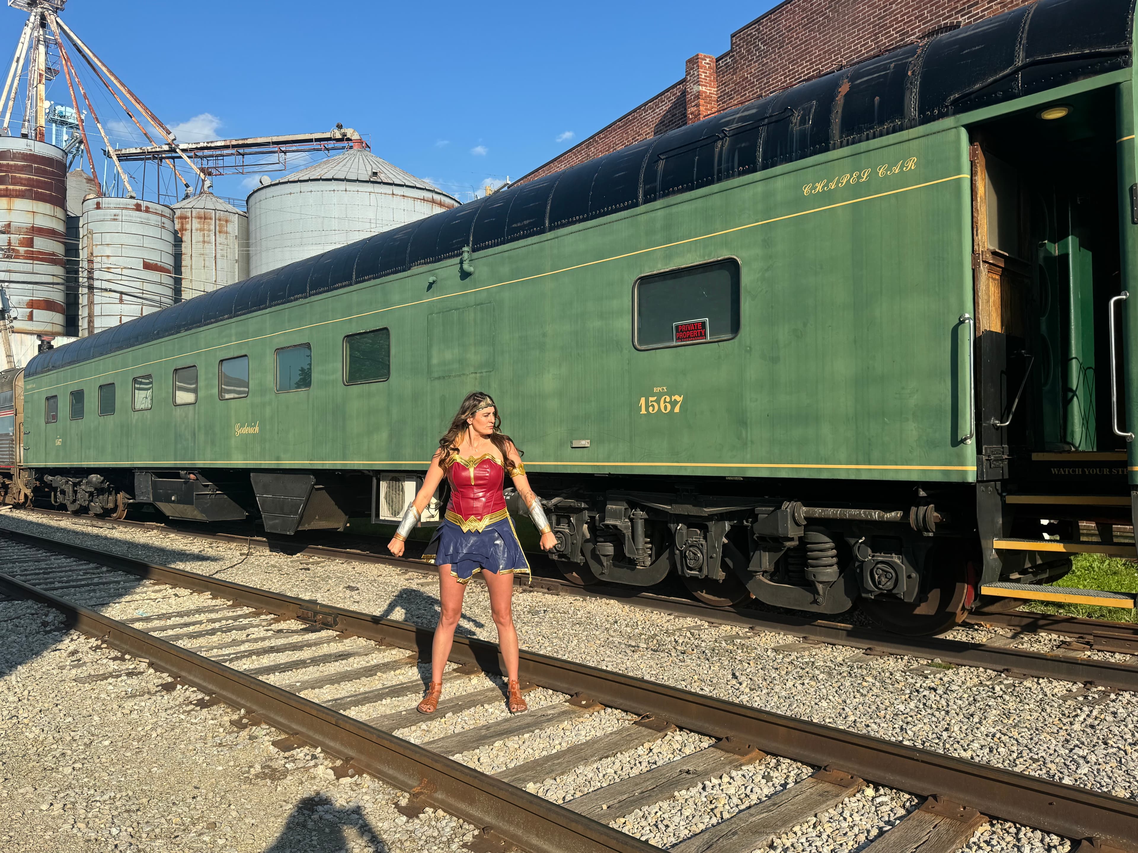 Wonder Woman, by the train