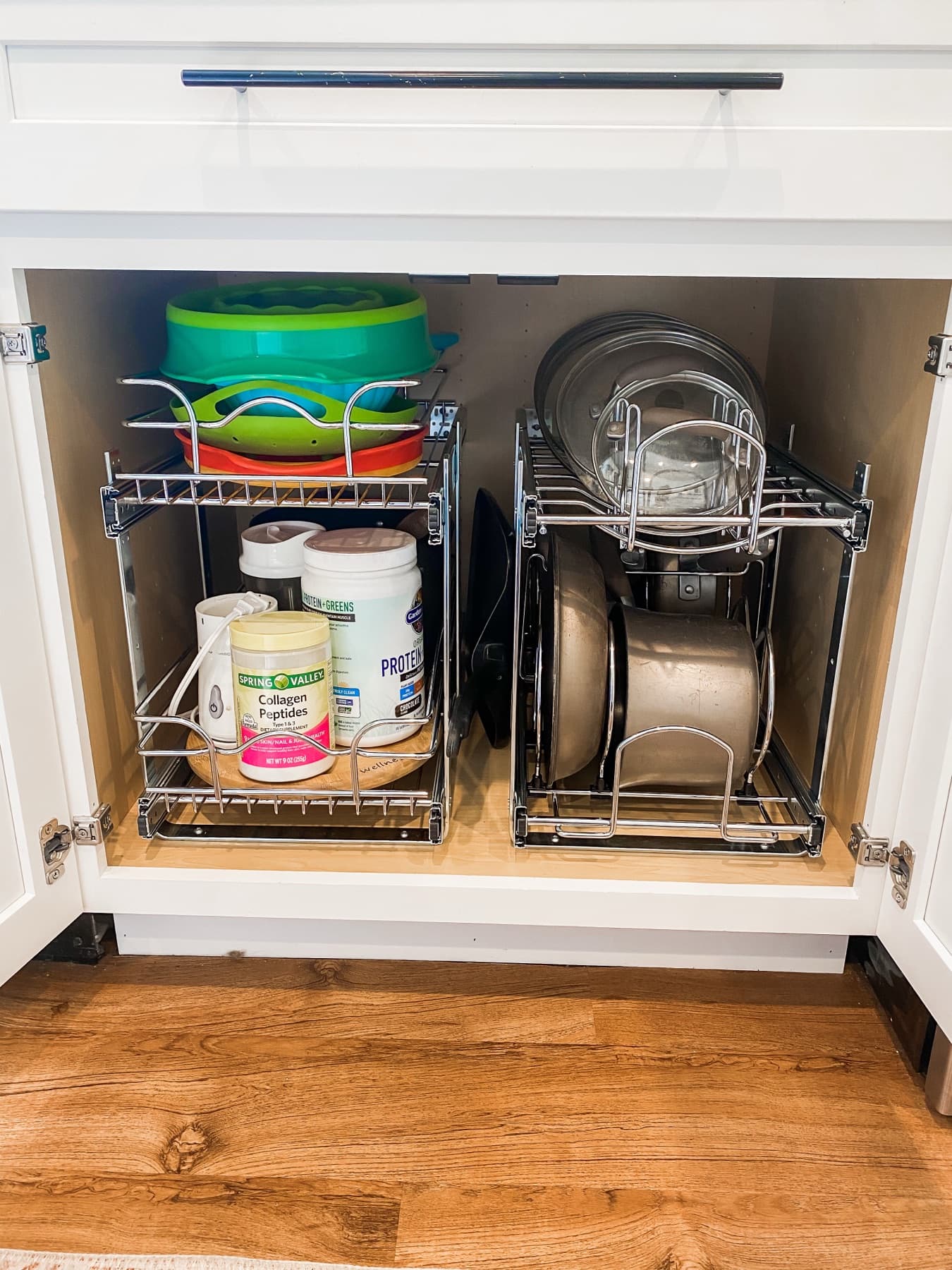 An under-cabinet zone organized for everyday reach.