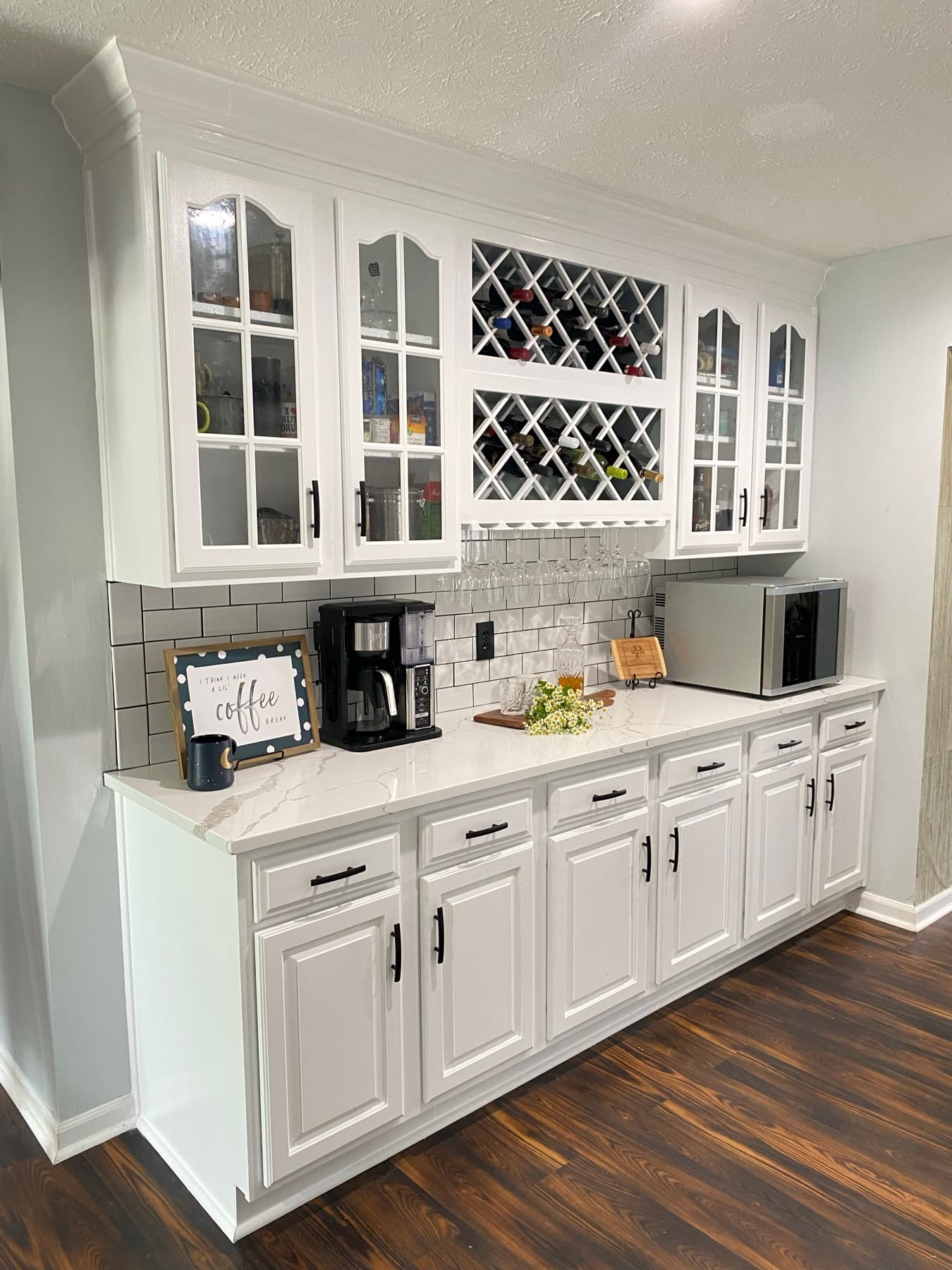 The pantry and cabinetry wall, organized and styled.